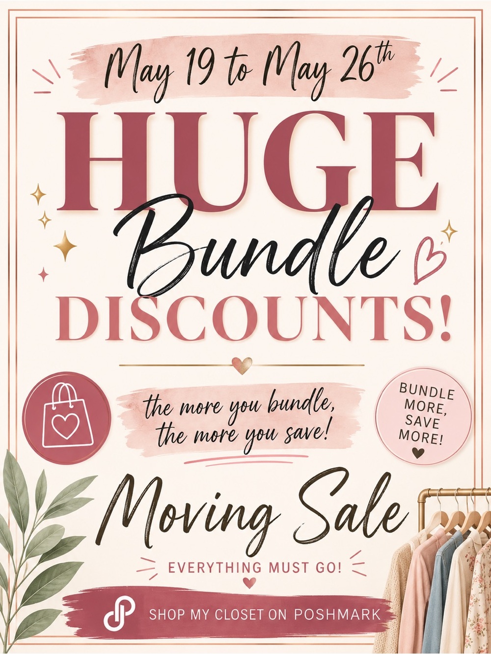 Huge Bundle Discounts Moving Sale - Pink & Cream Graphic